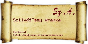 Szilvássy Aranka névjegykártya