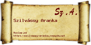 Szilvássy Aranka névjegykártya